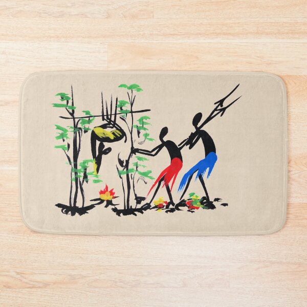 Item preview, Two successful African hunters roasting bush meat designed and sold by Squirrox.