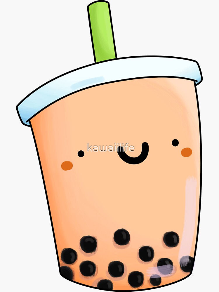 quot Kawaii Boba Milk Tea quot Sticker for Sale by kawaiilife Redbubble