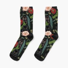 Botanical and Black Cats Sock