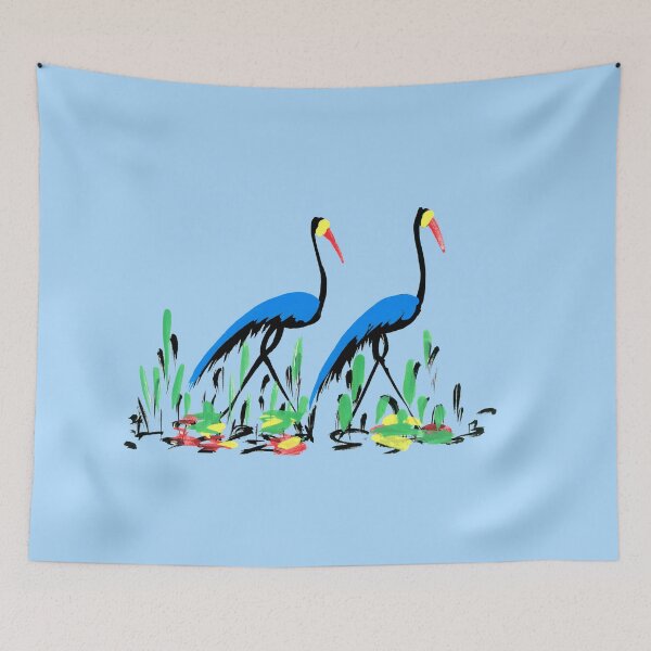 Item preview, A colorful drawing of two African cranes. designed and sold by Squirrox.