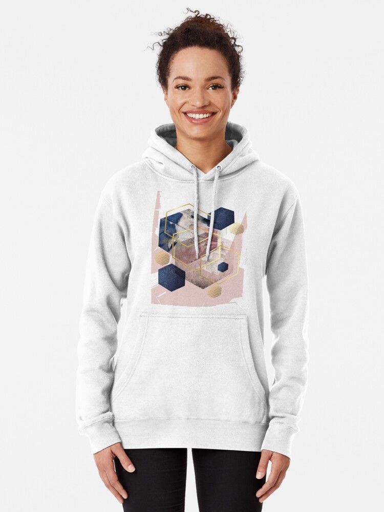 Abstract geo outlet print hooded sweatshirt