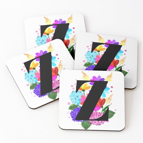 Item preview, letter z alphabet monogram flower bouquet designed and sold by atevern.