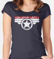"On Your Left Running Club" Hybrid Inverted Women's Fitted Scoop T-Shirt