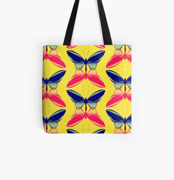 Blue & Pink Butterflies Digital Art All Over Print Tote Bag