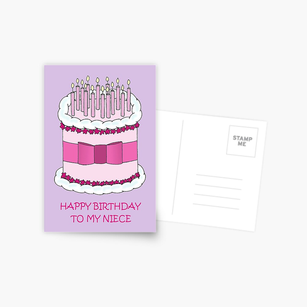 Postal «Feliz cumpleaños a mi sobrina Pastel y velas Ilustración» de  KateTaylor | Redbubble