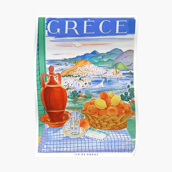 1948 Greece Island of Poros Travel Poster Poster