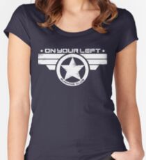"On Your Left Running Club" Distressed Print 2 Fitted Scoop T-Shirt