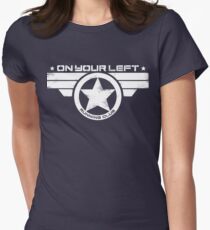 "On Your Left Running Club" Distressed Print 2 Women's Fitted T-Shirt