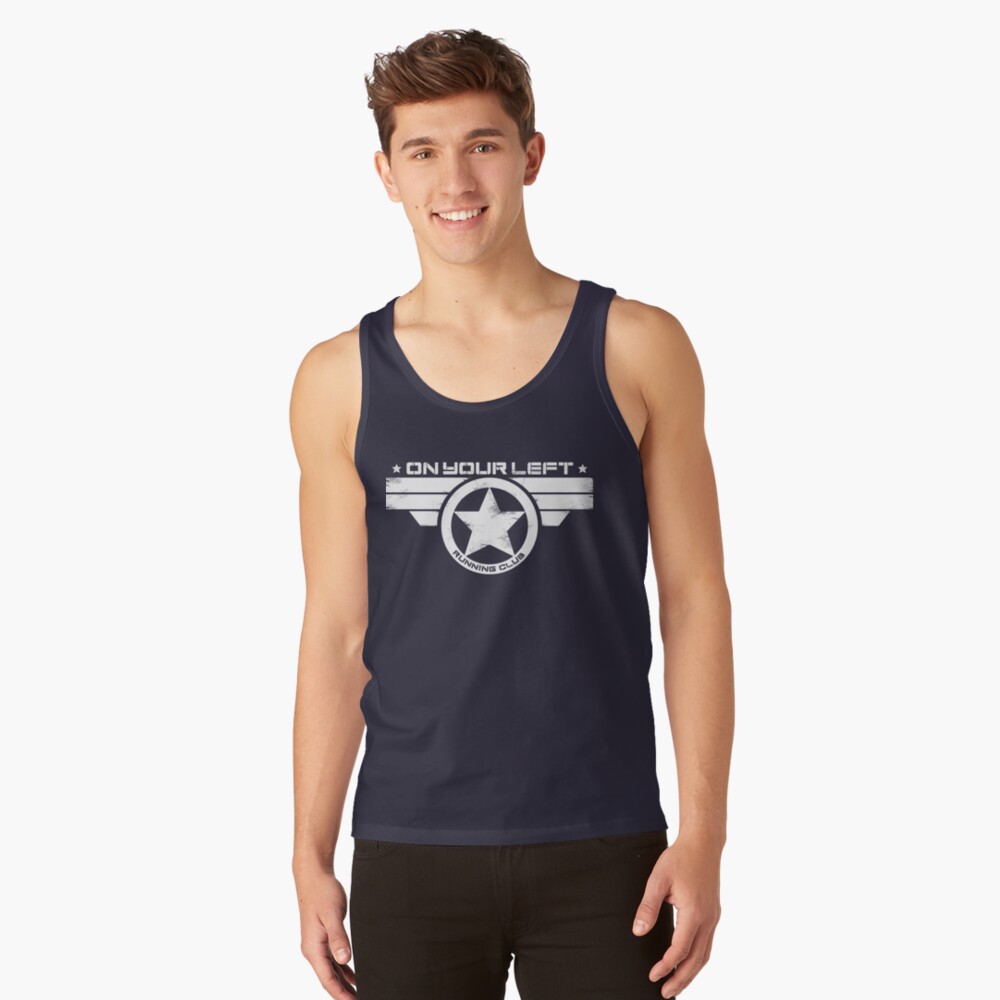 "On Your Left Running Club" Distressed Print 2 Tank Top