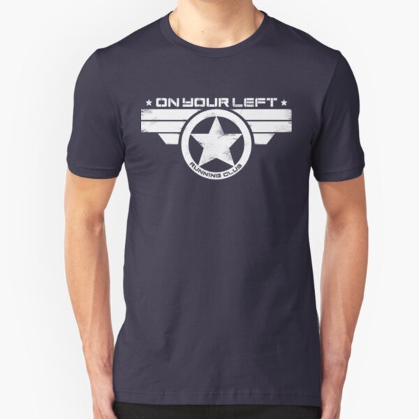 "On Your Left Running Club" Distressed Print 2 Slim Fit T-Shirt