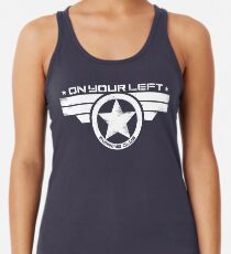 "On Your Left Running Club" Distressed Print 2 Racerback Tank Top