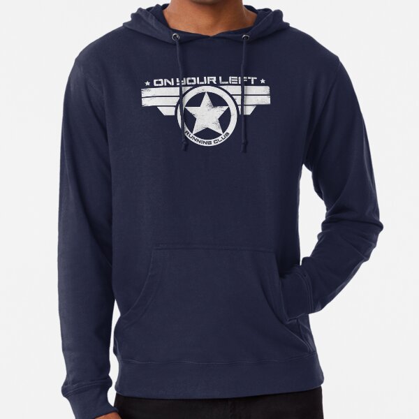 "On Your Left Running Club" Distressed Print 2 Lightweight Hoodie