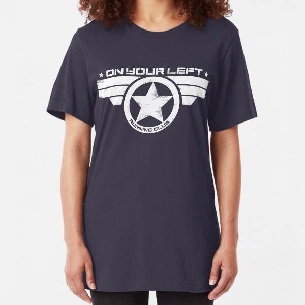 "On Your Left Running Club" Distressed Print 2 Slim Fit T-Shirt
