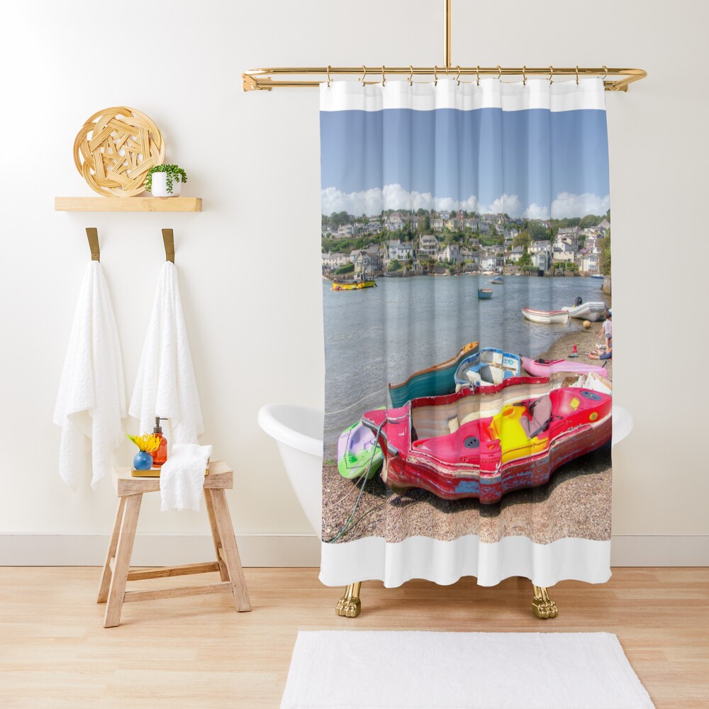 "Noss Mayo Rowing Boat" Shower Curtain by hawkie Redbubble