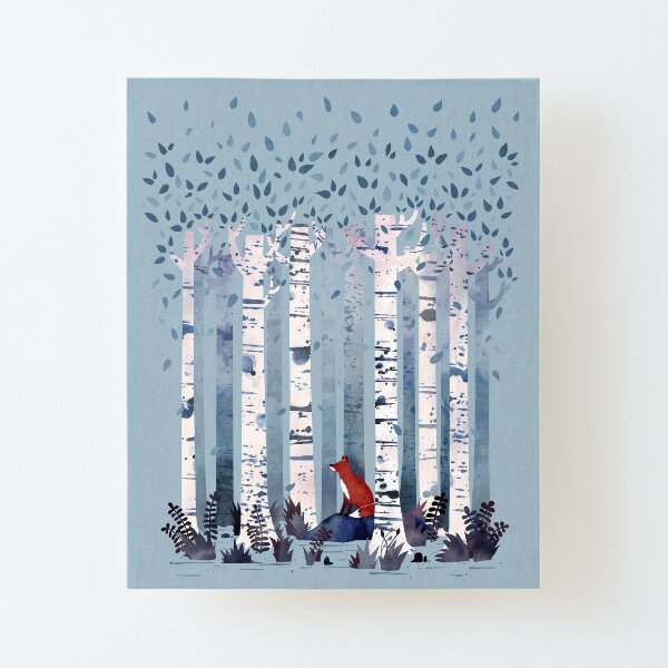 The Birches (in Blue) Canvas Mounted Print