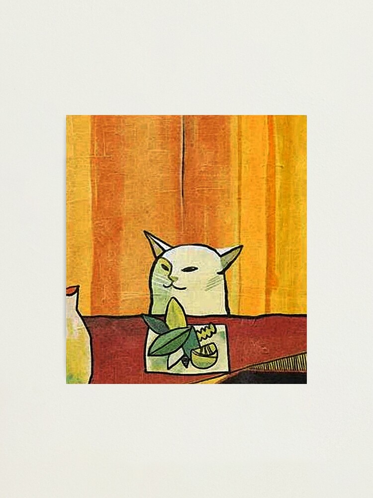 Alternate view of Picasso Cat Meme Paint Photographic Print