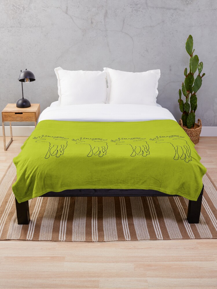 Funny Mooses To Spot Lime Green Throw Blanket By Aurealis Redbubble