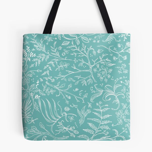 Item preview, Aqua mint pattern - blossom & foliage herbarium designed and sold by Redilion.