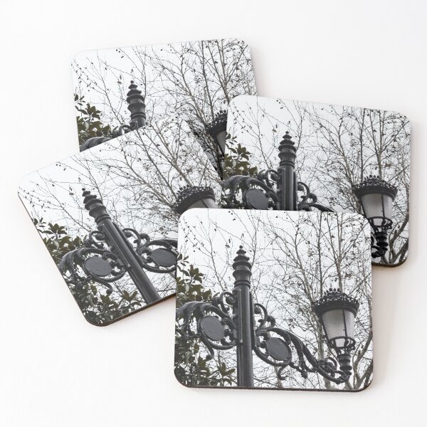 Item preview, Intricate Ironwork Streetlights on an Interesting Green and Gray Background designed and sold by Georgia Mizuleva.