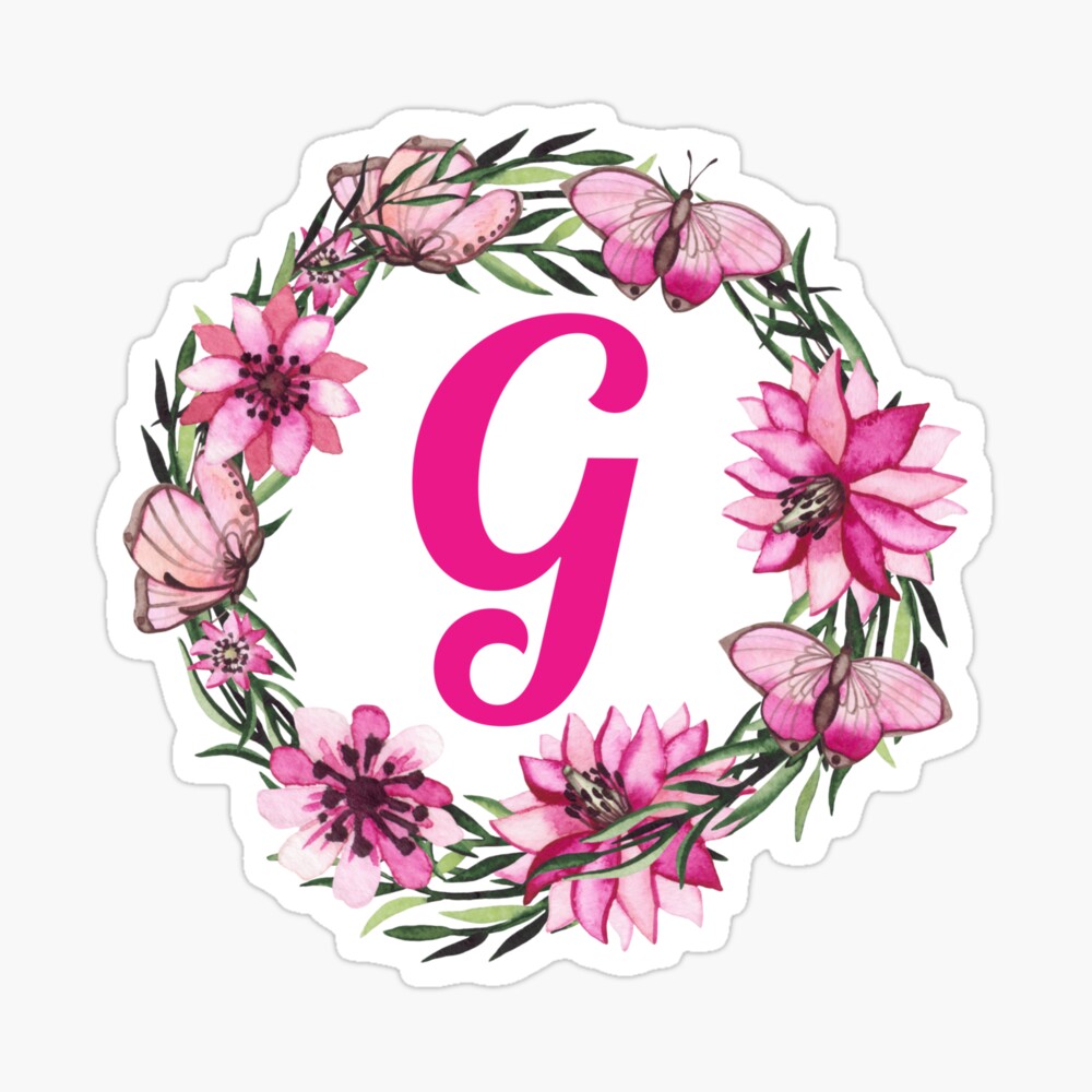 Rose & Black Vintage Flower Monogram Grip Letter G Gift