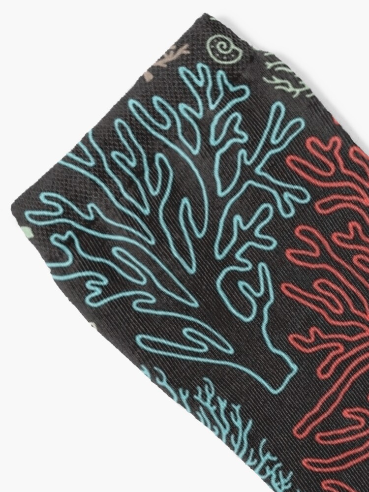 Disover Ocean corals on the dark background | Socks