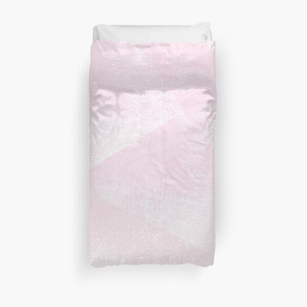 Pastel Pink and White Geometric Lino-Textured Print Duvet Cover