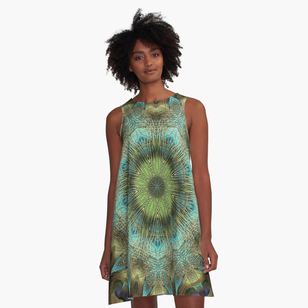 Mandala Of Peacock Eyes A-Line Dress