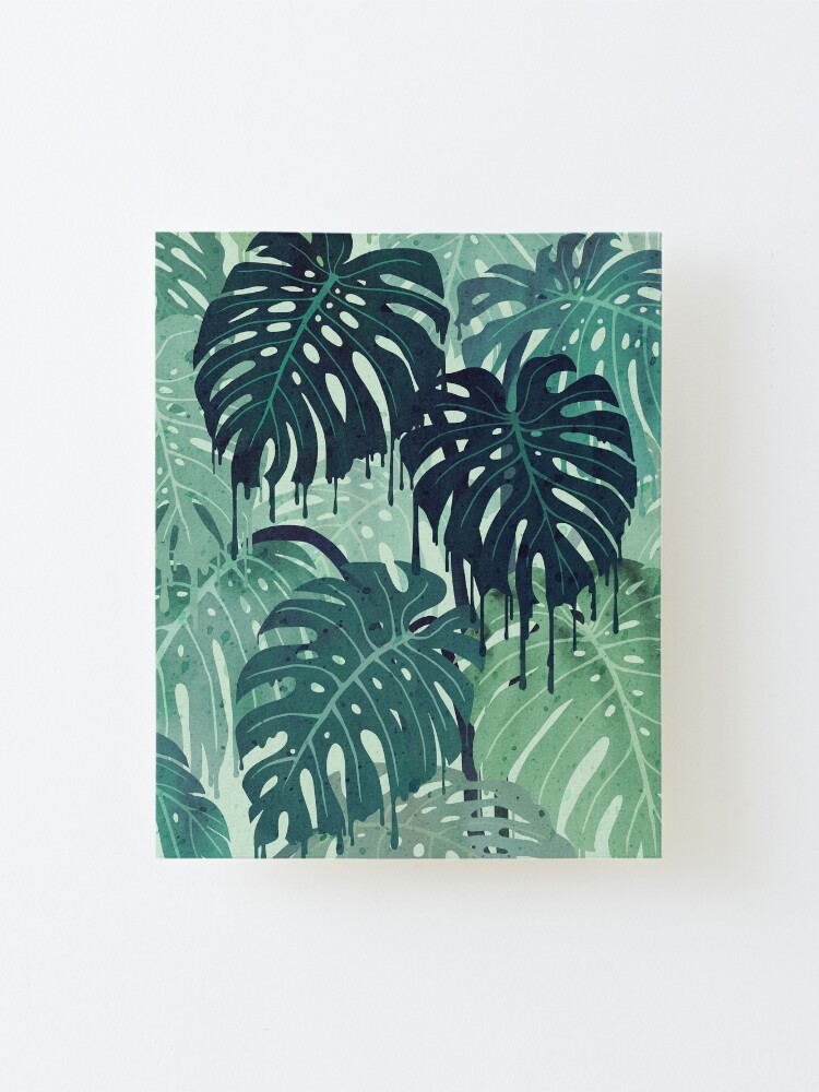Alternate view of Monstera Melt (in Green) Mounted Print