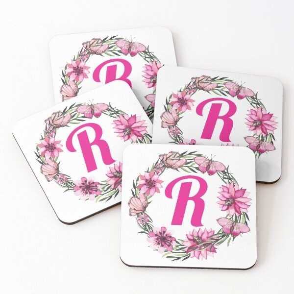 Item preview, letter r alphabet monogram wreath pink flower and butterfly  designed and sold by atevern.