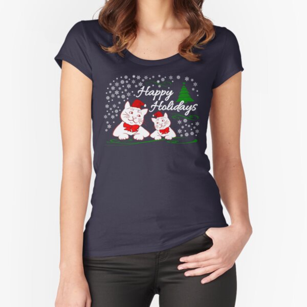 Cute Christmas Cats Fitted Scoop T-Shirt
