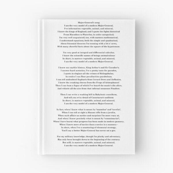 Item preview, Major General's song - Pirates of Penzance - Gilbert & Sullivan designed and sold by lyricalshirts.