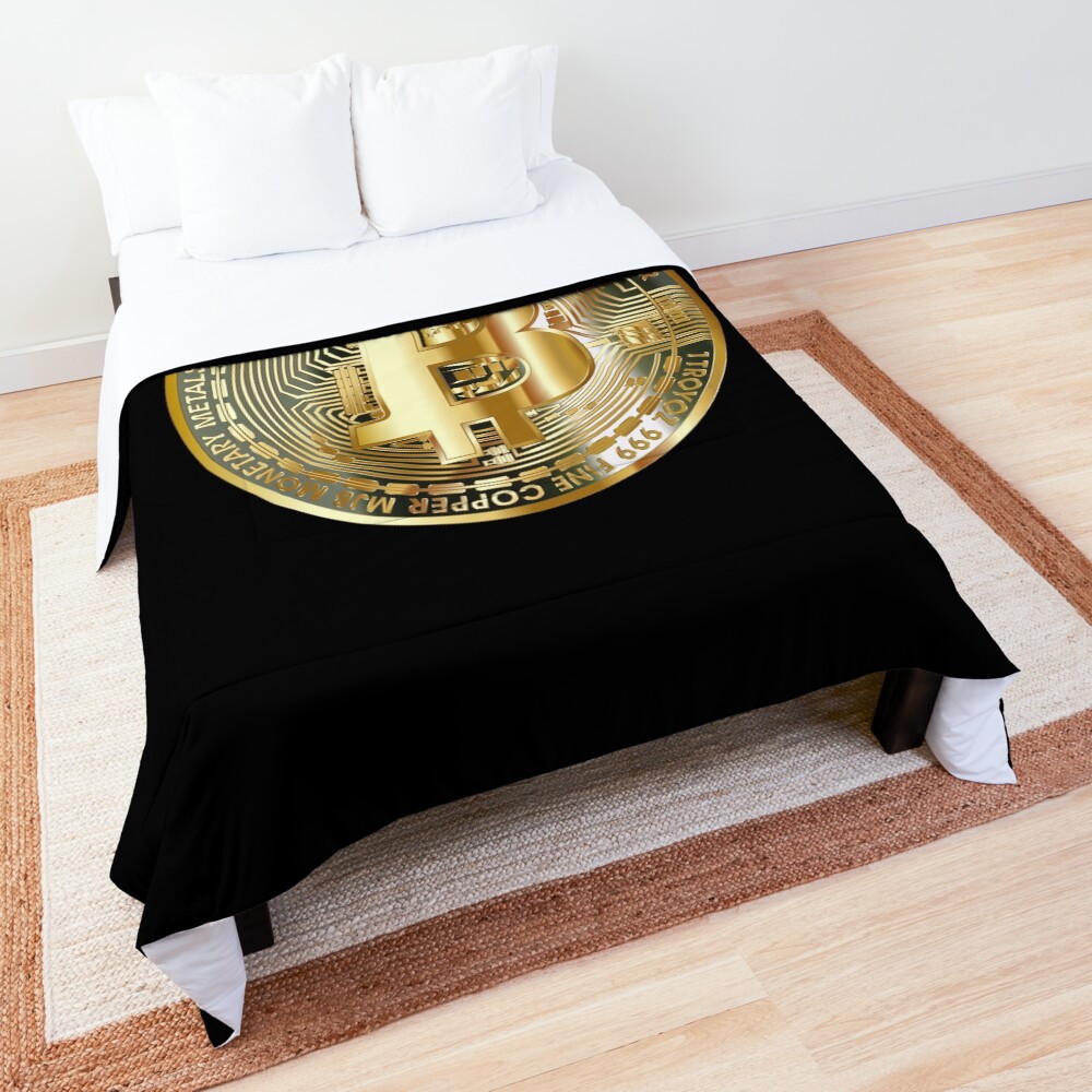 Golden Bitcoin Coin T-Shirt Bitcoin Investor Logo Crypto Fan Comforter