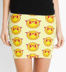 Smiley face with hipster glasses Mini Skirt