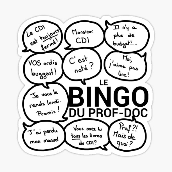Le bingo du prof-doc (version homme) Sticker