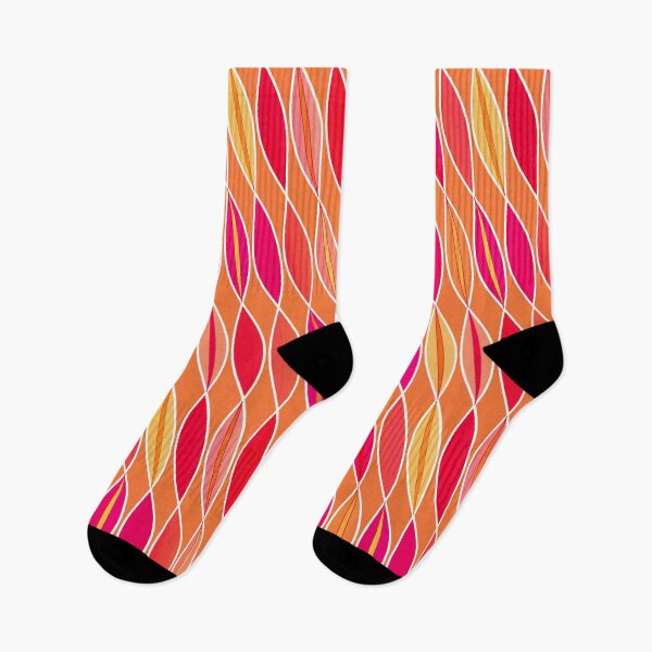 Item preview, Mid-Century Modern Leaves, Fuchsia Pink and Orange designed and sold by Marymarice.