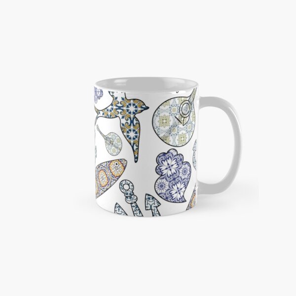 Collection of traditional Portuguese icons in seamless pattern Classic Mug