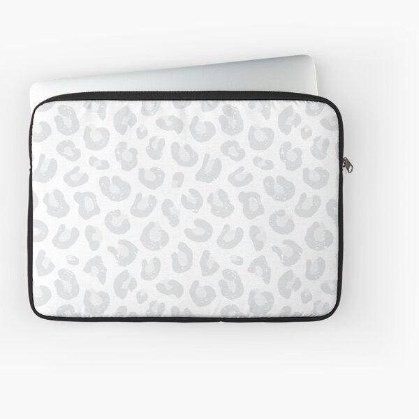 Leopard Print - Silver Gray and White Laptop Sleeve