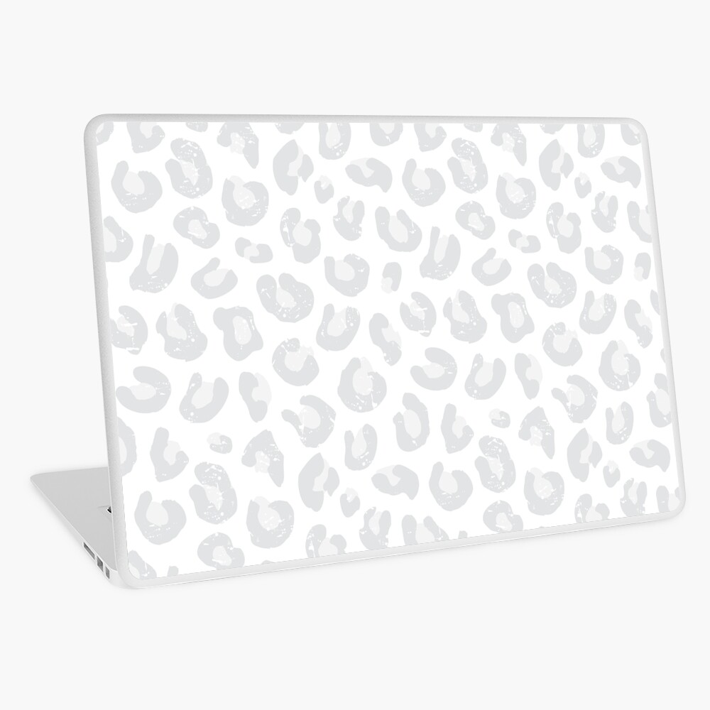 Leopard Print - Silver Gray and White  Laptop Skin