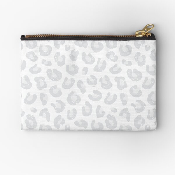 Leopard Print - Silver Gray and White Zipper Pouch