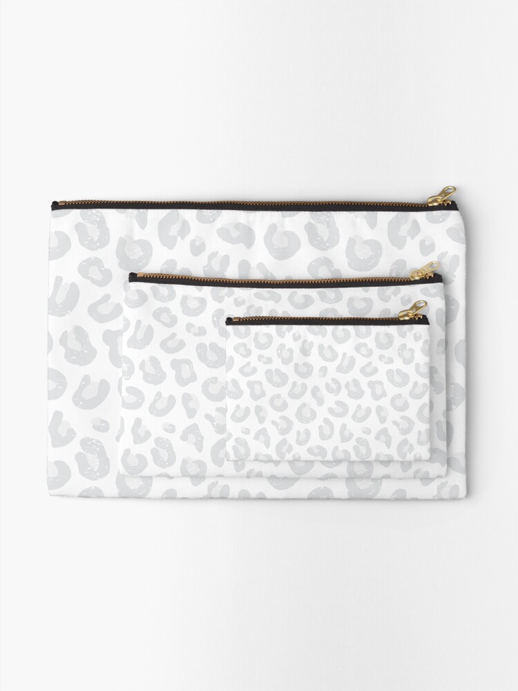 Alternate view of Leopard Print - Silver Gray and White Zipper Pouch