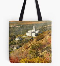 Bountiful LDS Temple - Fall Vertorama Tote Bag
