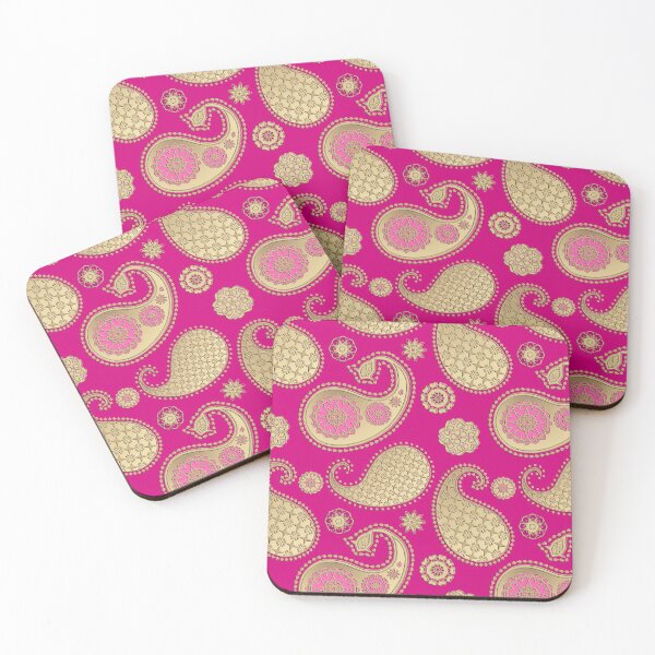 Item preview, Paisley pattern, Gold on Deep Fuchsia Pink designed and sold by Marymarice.