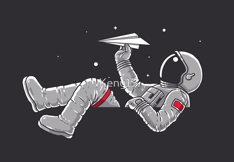 "Astronaut in space playing with a paper airplane ️ " by Keny13 Redbubble