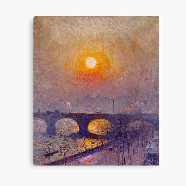 LONDON. Sunset over Waterloo Bridge, 1916. Emile Claus. Canvas Print