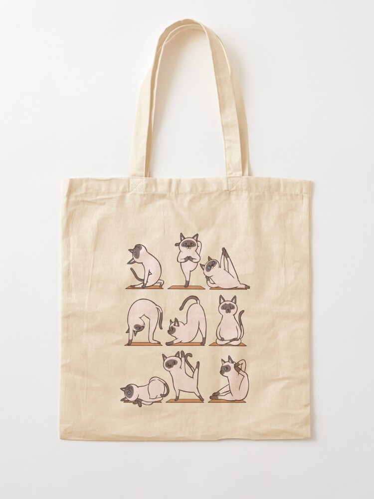 Siamese Cat Yoga Tote Bag Funny Cats Cute Gift Tote Bag sold by