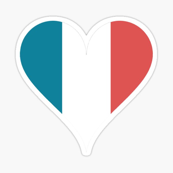 Sticker France heart shaped flag and silhouettes 