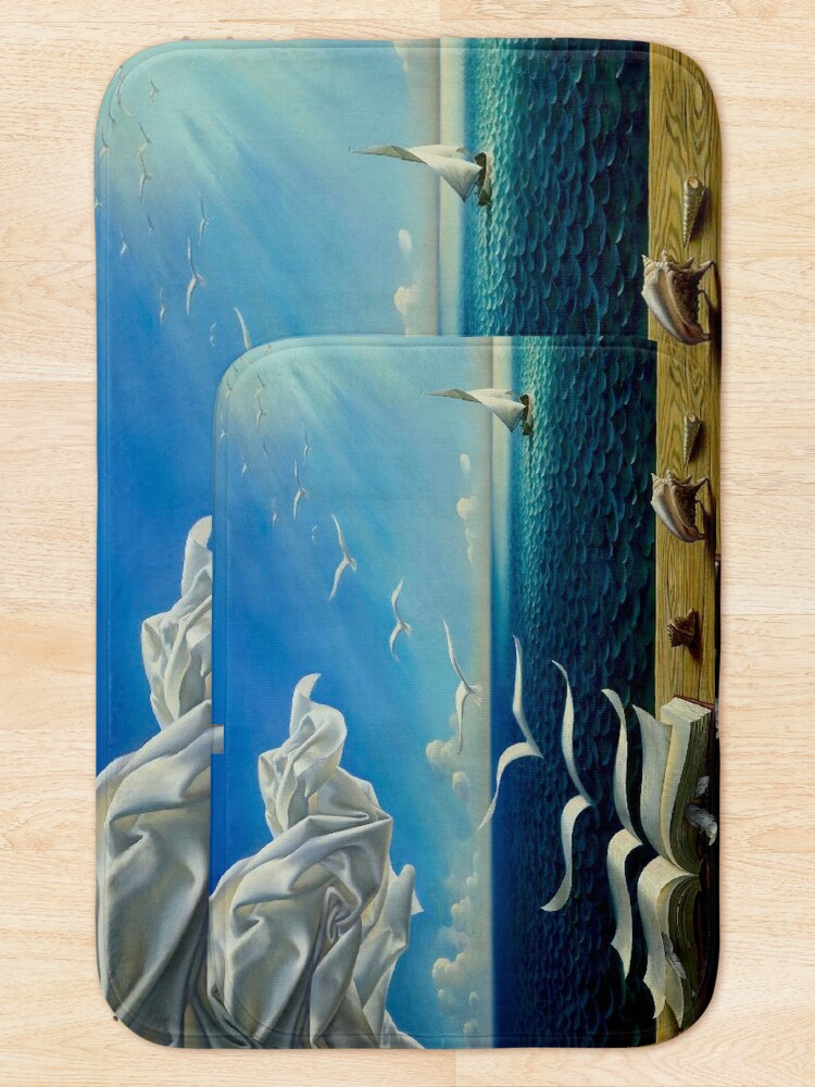 Alternate view of BOOK TO BIRDS: Vintage Fantasy Surreal Print Bath Mat