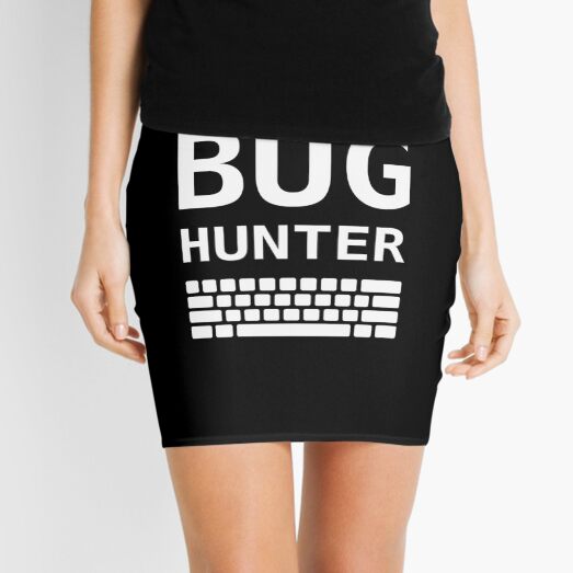BUG HUNTER with Keyboard - Design for Test Engineers White Font Mini Skirt