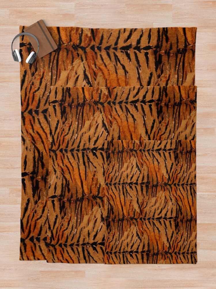 Alternate view of Tiger skin, stylish, tiger, striped, animal print. Throw Blanket