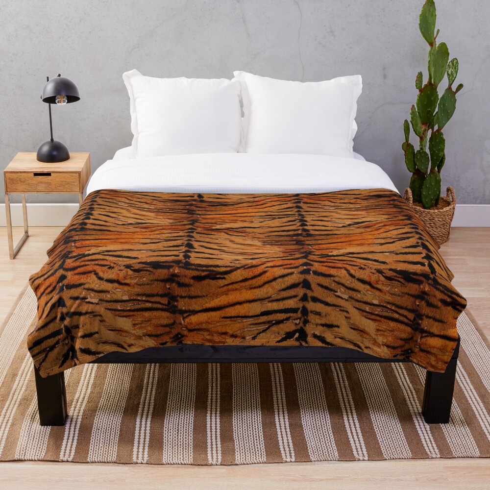 Tiger skin, stylish, tiger, striped, animal print. Throw Blanket